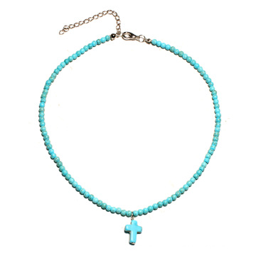 Shangjie oem croix pendant clavicule petit collier turquoise bijoux afficher les colliers